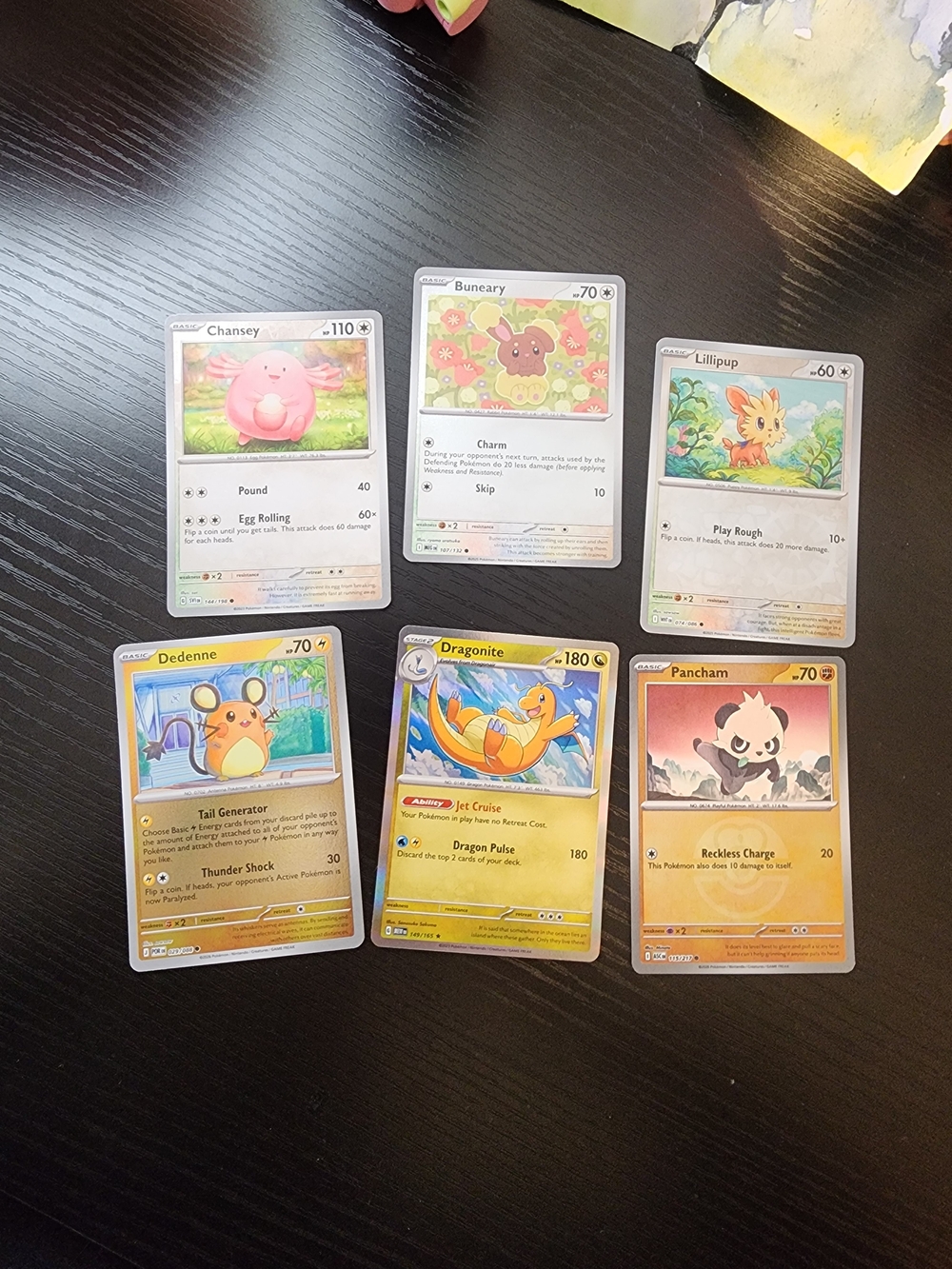 Pokémon Reverse Holo Card Lot – 6 Cards – Dragonite, Chansey, Buneary & More